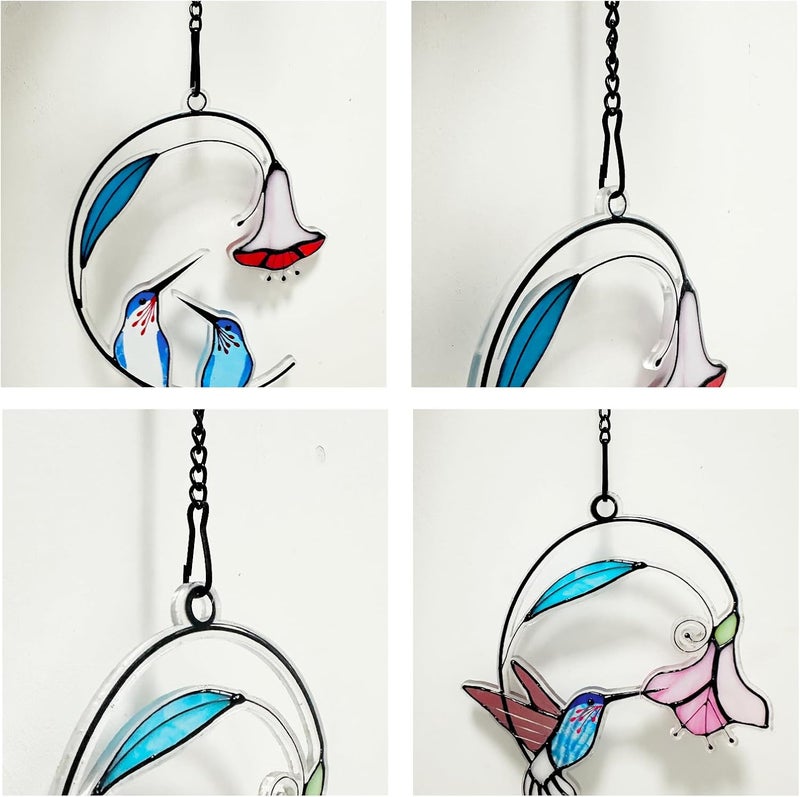 Nexolia 6 Pcs 20 Inch Stained Glass Window Hanging Chain - Black Hanging Chain, Window Art Decor, Patio Garden Outdoor Decorative Hangings Glass Panels Chains - Image 3